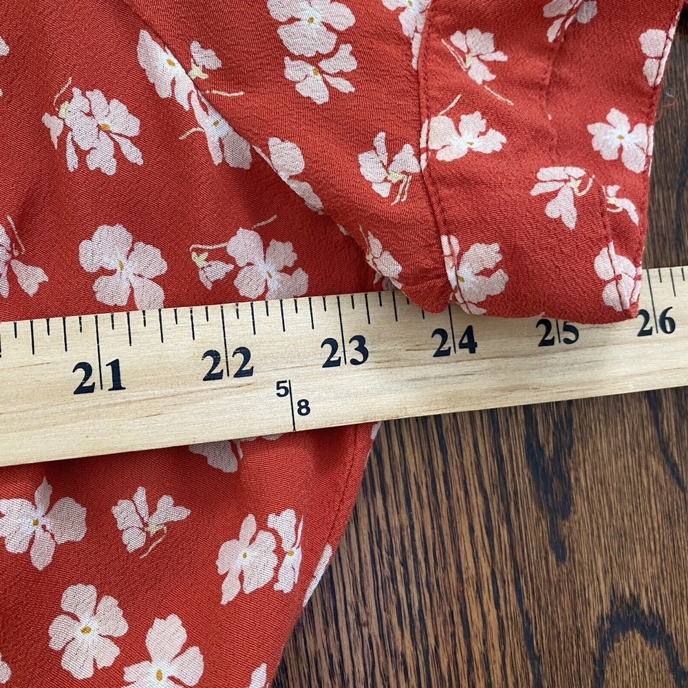 Madewell Womens Red Boho Floral Babydoll Dress Plus Size 22 Tie Sleeve Prairie - Picture 9 of 11